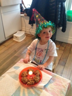 Make a wish, Benji! Thanks for celebrating with us (and for the delicious oatmeal raisin cookies)!